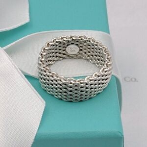 New Tiffany & Co. Somerset Mesh Ring Band Unisex Sterling Silver 925 Size 11